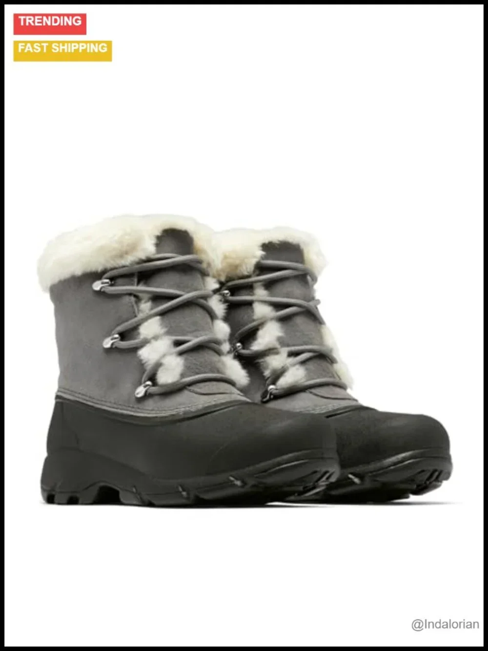 Waterproof Suede Snow Boots with Faux Fur Cuff, 200g Insulation, Lace-Up